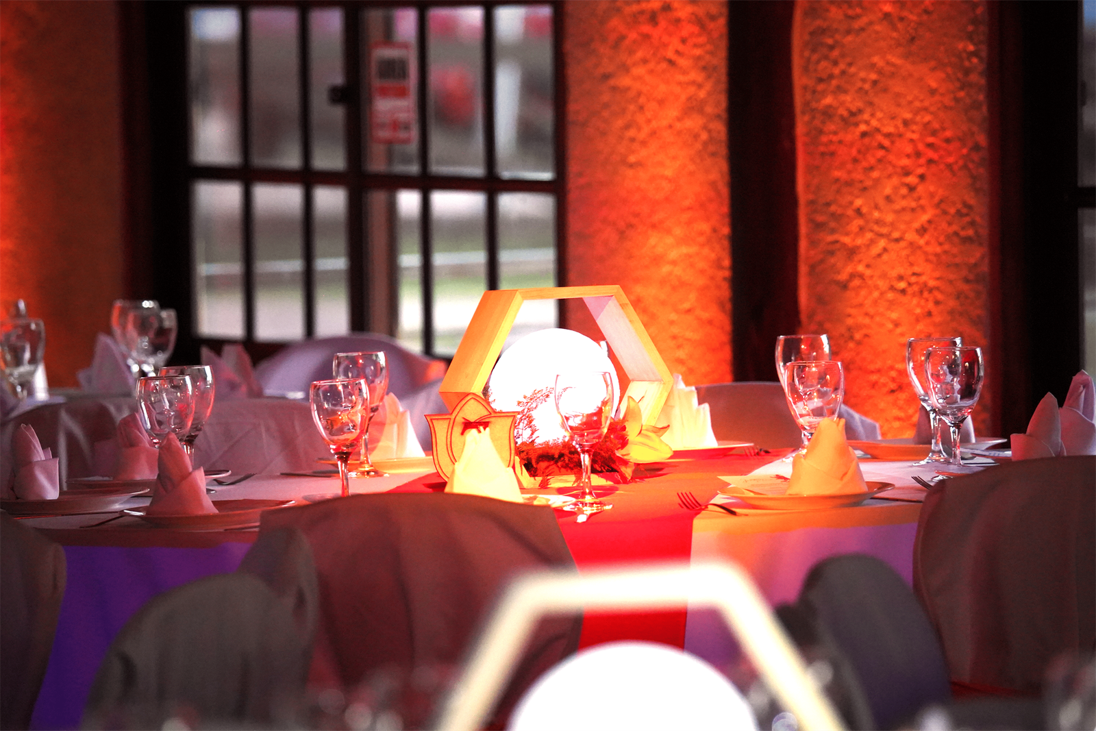 Table setting with warm lighting
